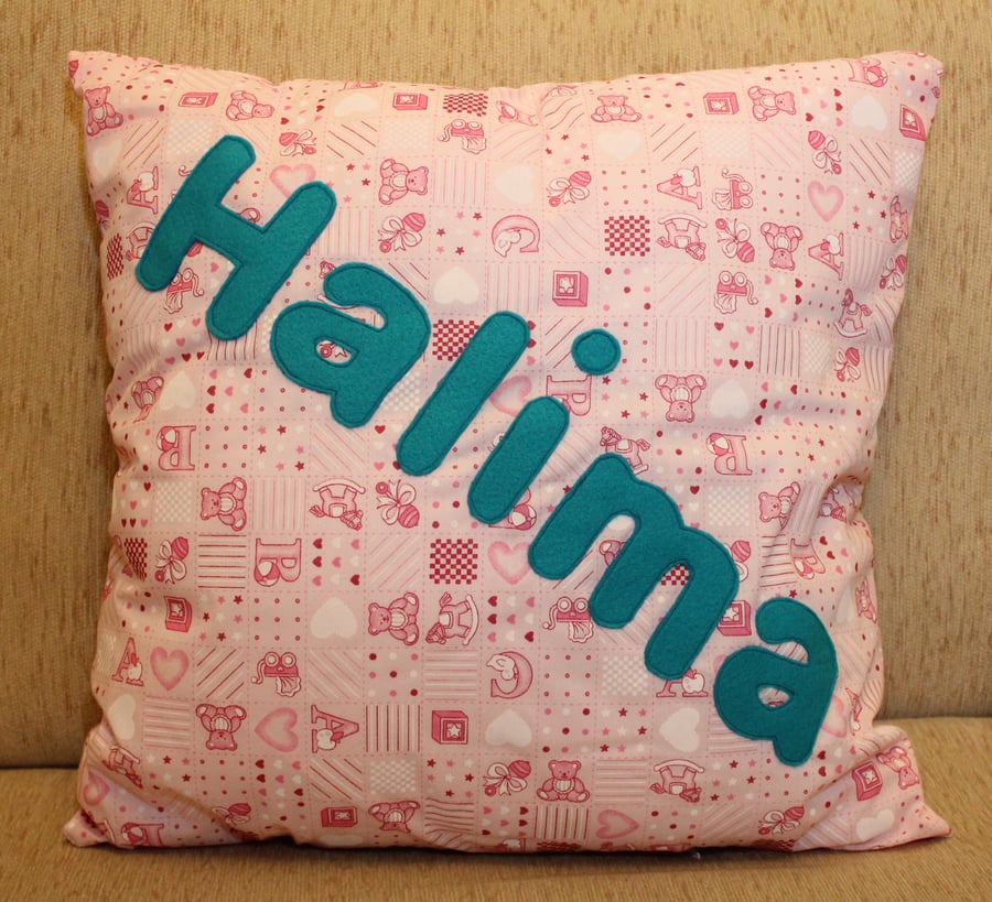 Personalised Baby Girl Cushion Folksy