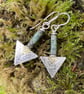 Sterling silver 18ct gold and African turquoise triangular earrings