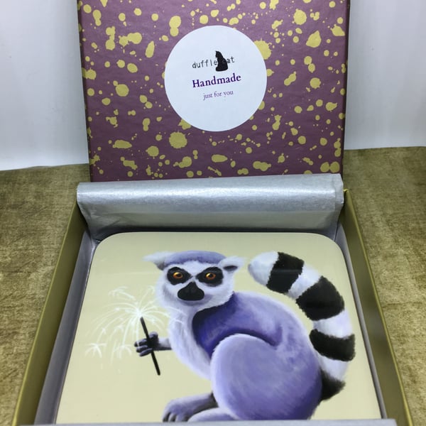 Set of 4 Lemur Coasters