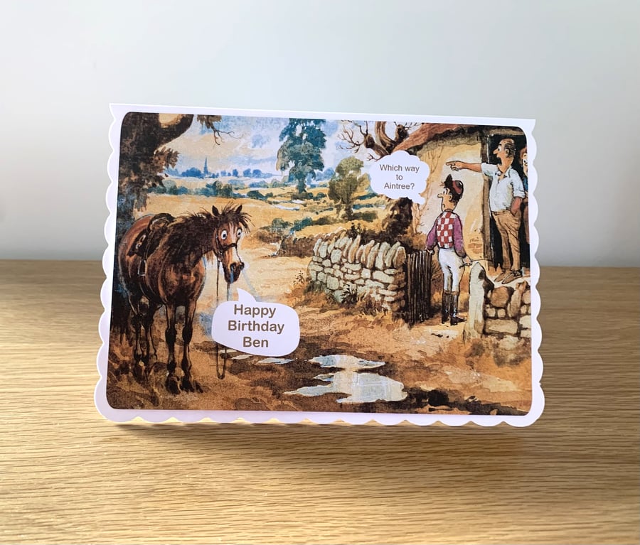 Funny Personalised Horse & Jockey Birthday Card