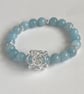 Stretchy Aquamarine Beaded Chainmaille Link Bracelet  - Image 5