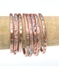 Set of 8 copper stacking rings, Oxidised thin copper rings - Image 4