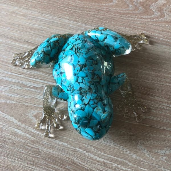 Resin Tuquoise and Gold Frog