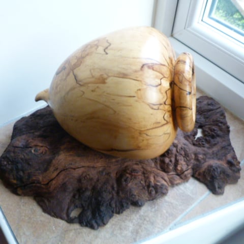 DECORATIVE OAK BURR AND SYCAMORE WOODEN  SCULPTURE
