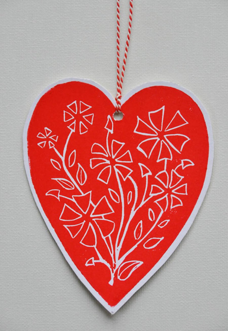 Original Lino print  Heart