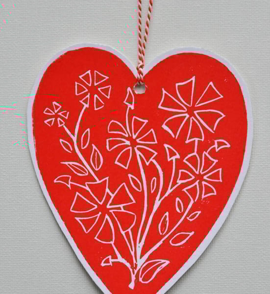 Original Lino print  Heart