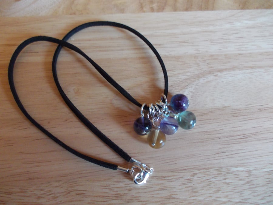 Multi-colour fluorite charm necklace