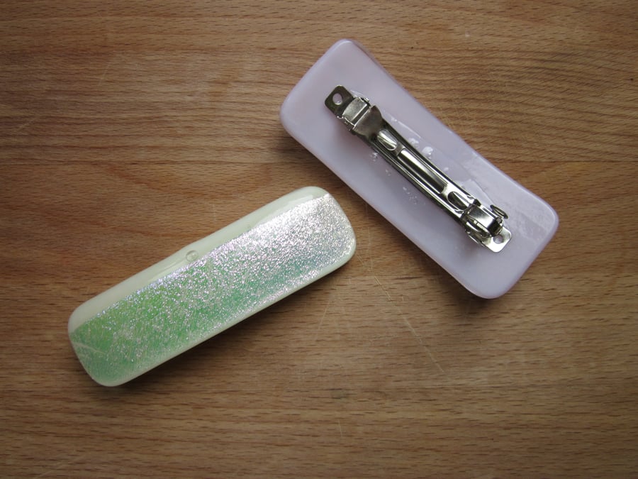 Handmade glass hair clip barrette - Ivory Heaven