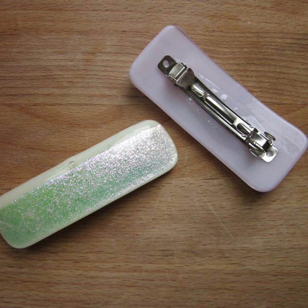 Handmade glass hair clip barrette - Ivory Heaven