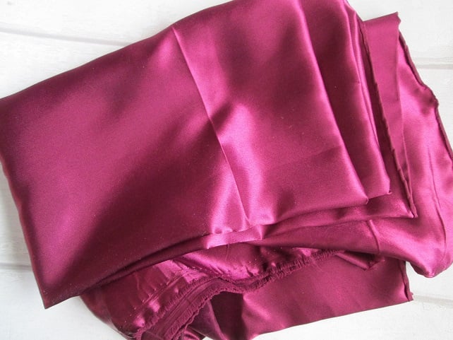 One Metre 150 cm wide lightweight Burgundy, Wine Satin