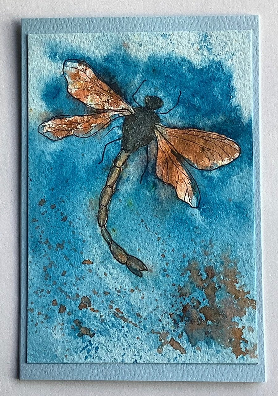  Dragonfly greetings card hand painted