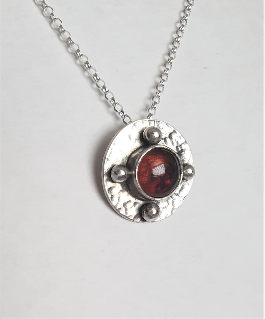 Amber pendant - celtic design recycled silver antiqued amber necklace