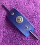 Dyed Blue Leather Hair Stick Barrette - Celtic Knot centre with 3 Grey Gemstones - Image 2
