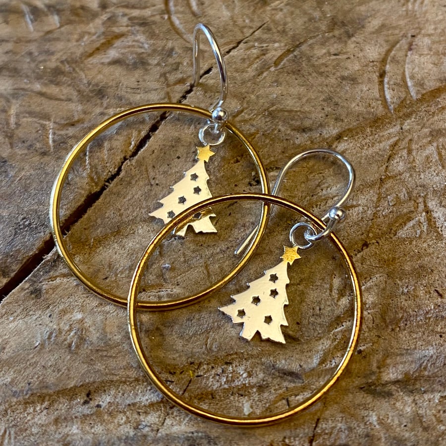 Pine Tree Pinecone Earrings - silver, gold drop earrings metalsmith.  F&W