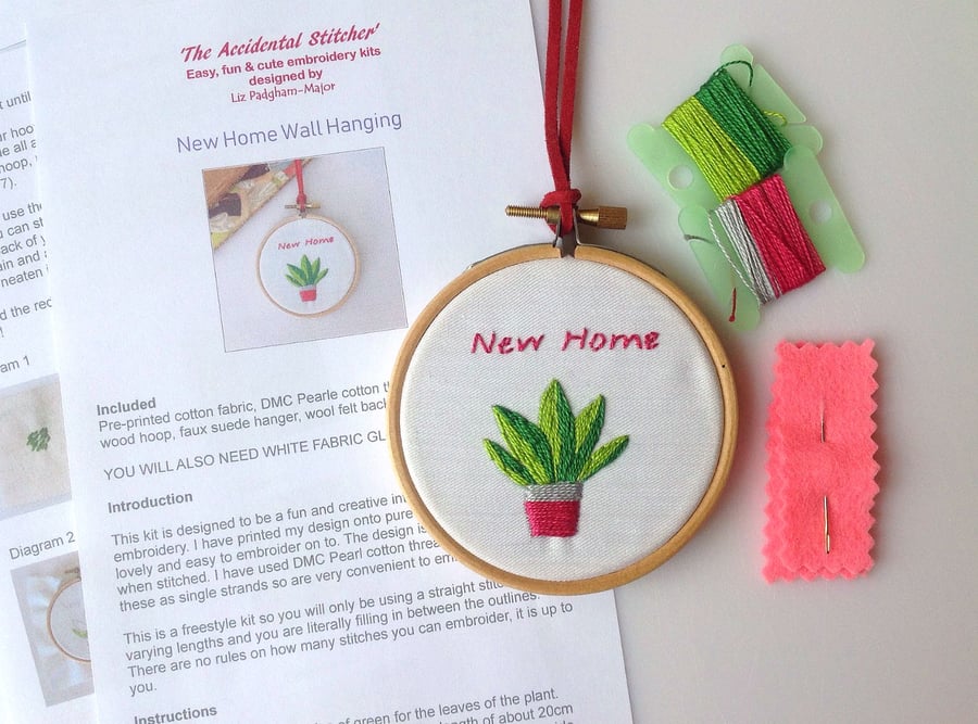 New Home Gift, Embroidery Kit, Wall Hoop, DIY needlepoint kit