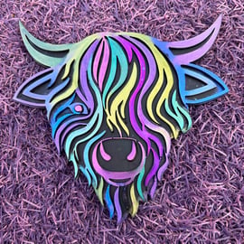 Colourful Highland Cow Coaster