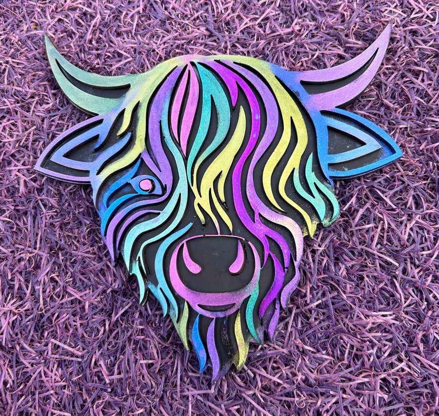 Colourful Highland Cow Coaster