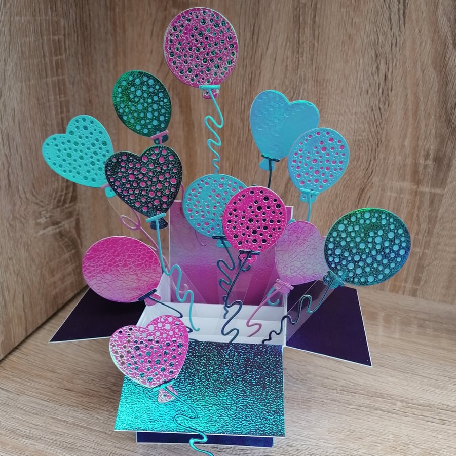 Balloon Celebration Card. Iridescent. 