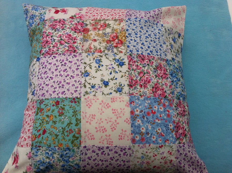 16"patchwork cushion,pillow cover in floral,shabby chic fabrics