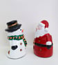 Hand-Painted Santa Tea Light Holder - Ceramic Christmas Candle Holder - Image 4