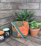 Upcycled Coffee Sack - Mini Shoulder Bag - Green and orange pattern