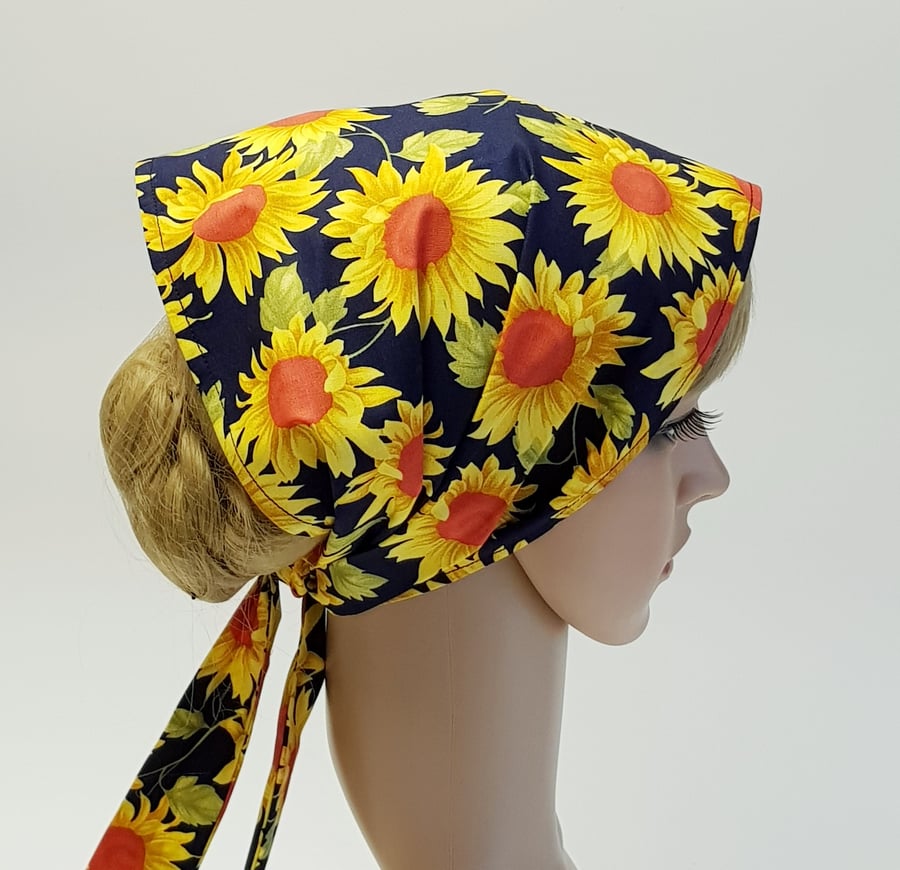 Floral hair covering, wide cotton headband, hair scarf