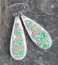 Boatite earrings - large cream and green marbled - Image 3