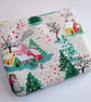 Zipped pouch bag - Romantic Christmas scene - Snowy houses with kissing couple
