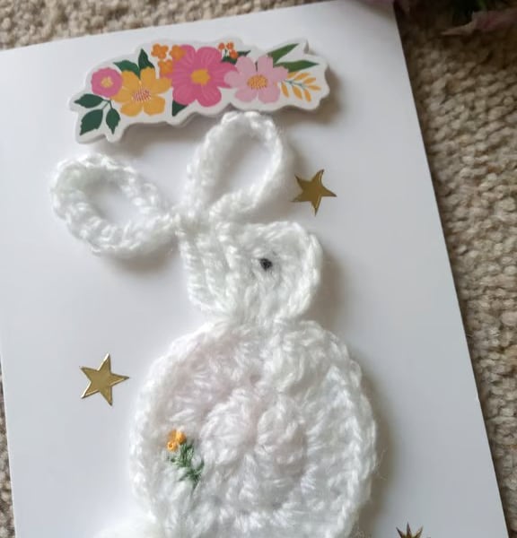 Crochet Rabbit Blank Card - Any Occasion Card - Pretty Card - Keepsake