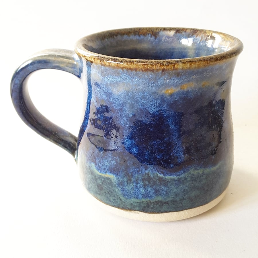 Ceramic Mug in Blue Glazes 