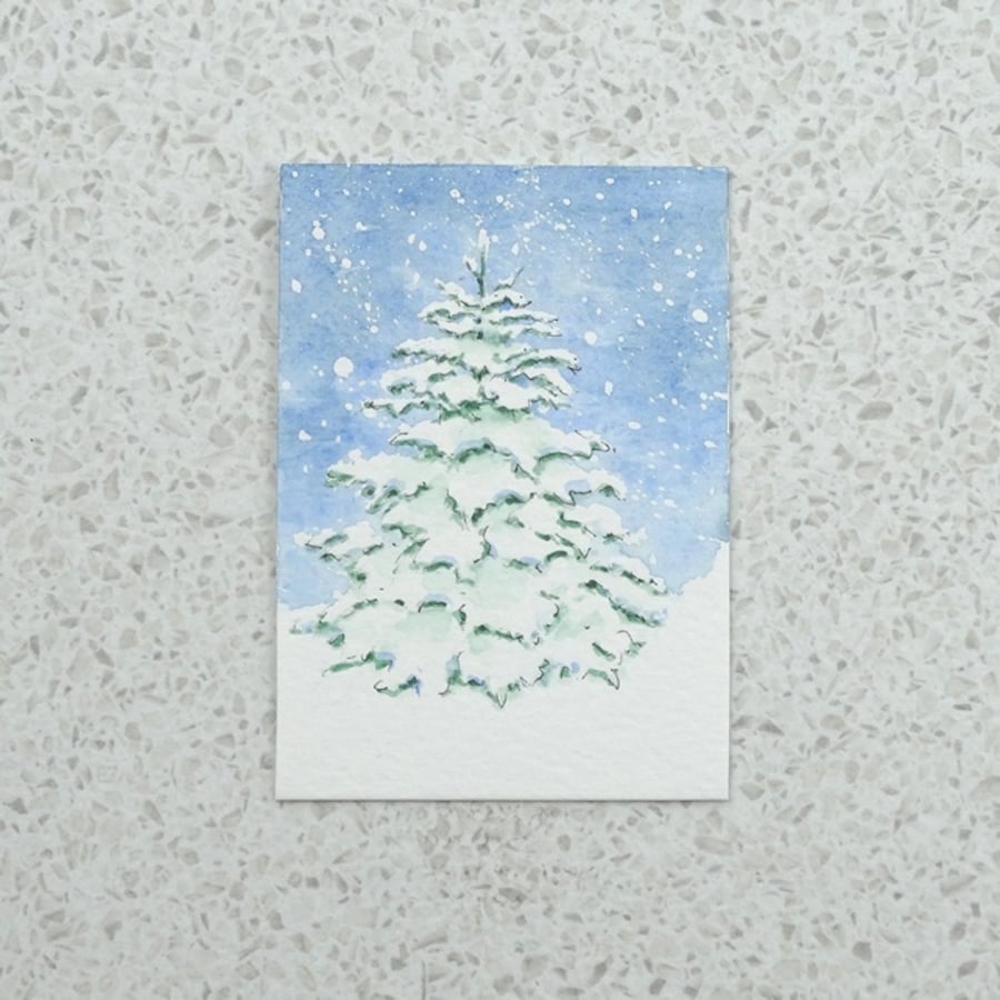 Original Watercolour ACEO 'Christmas Tree'