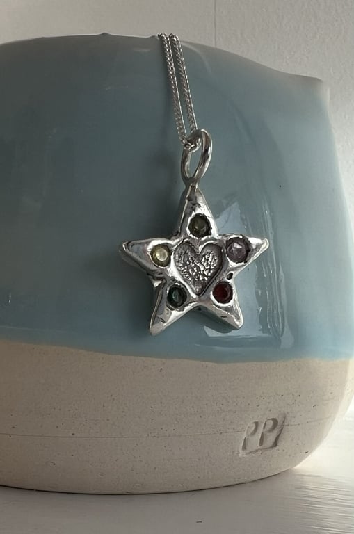 Gem Star - juicy colourful cz set in fine silver