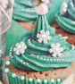 Christmas Decoration Ornament: Decoupaged Wooden Heart 15cm (6") Turquoise Cake - Image 3