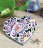 loveheart shaped wooden trinket box handpainted with ornamental bird & flowers.  - Image 6