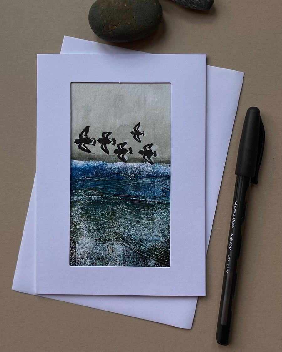Hand painted turnstones greetings card