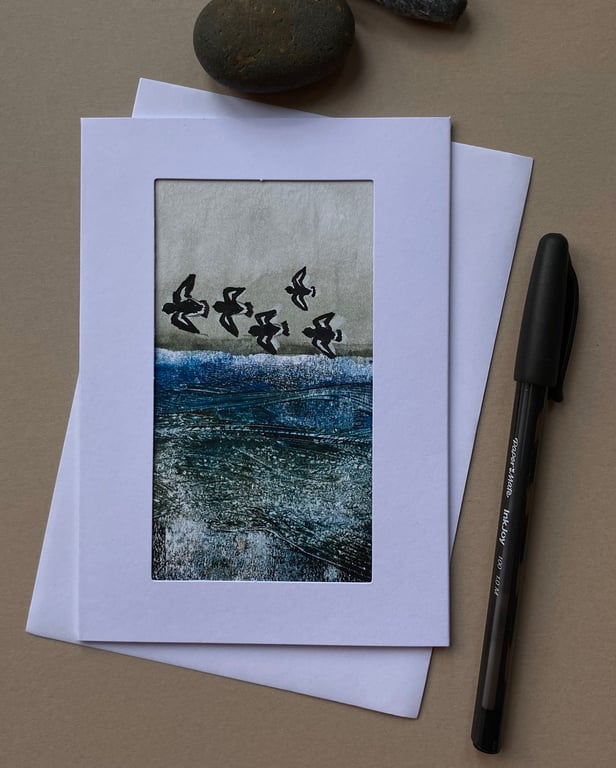 Hand painted turnstones greetings card