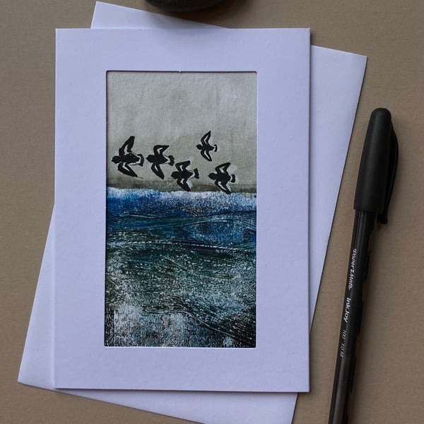 Hand painted turnstones greetings card