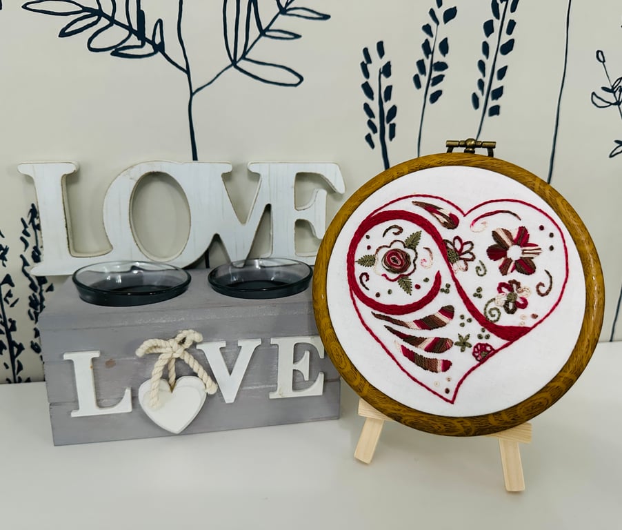 An embroidered heart full of flowers, birthday ,mothers day, anniversary gift