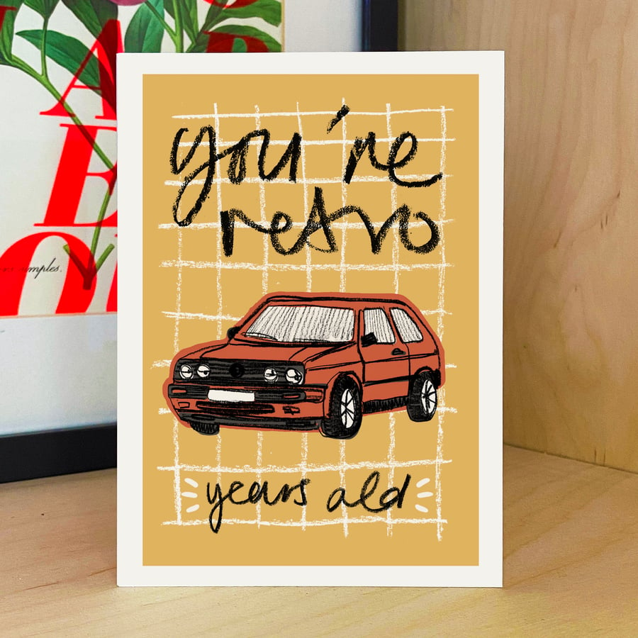 Retro Car Birthday Card  - Cheeky Birthday Card, Dad Birthday Card