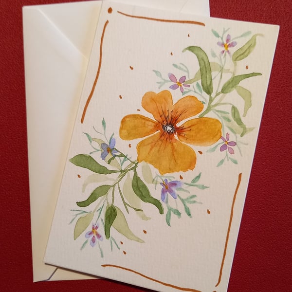 Hand painted floral card.