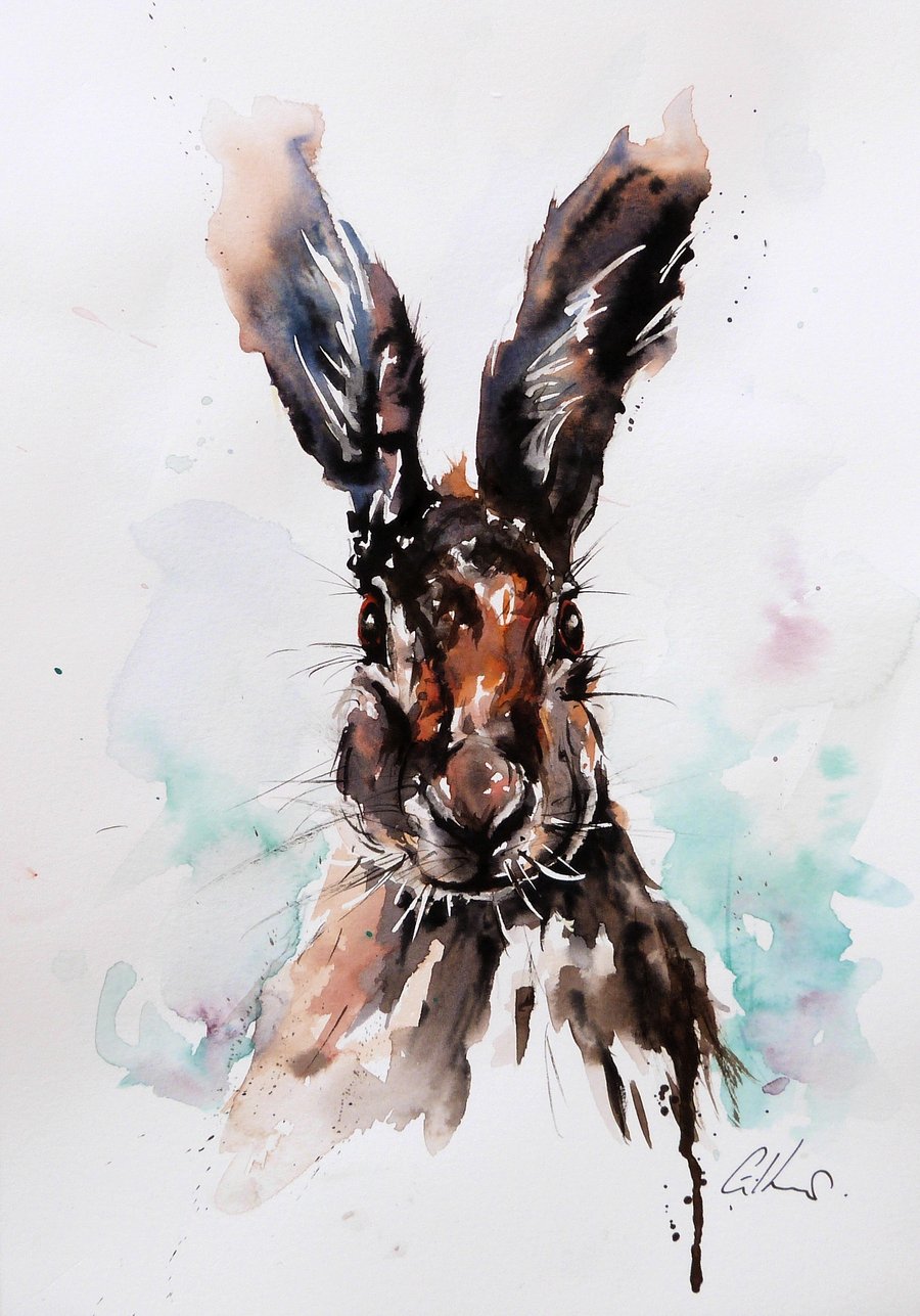 Hare, Original Watercolour Painting.