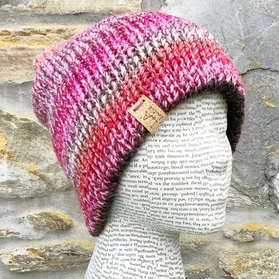 Knitted Hat. Double Thickness Hat. Beanie. Slouchy. Woollen Hat. Woolly Hat. 