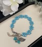 Cyan Blue Crystal Flower charm bracelet, boho bracelet, gift for her, delicate  - Image 5