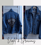Reworked Raiders Denim Jacket . Jewelled Denim Jacket . Sparkly Jacket. size 14