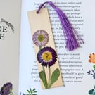 Pressed Flower Wooden Bookmark with Real Bell Daisies