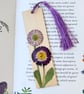 Pressed Flower Wooden Bookmark with Real Bell Daisies