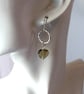 Earrings, Sterling Silver Small Hoop and Smoky Quartz Heart Droppers - Image 3