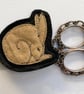Upcycled sleeping hare brooch pin or badge.  - Image 4