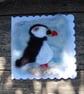 Birthday Card - Puffin, Needle felt card, wool card, wool painting, textile art - Image 1