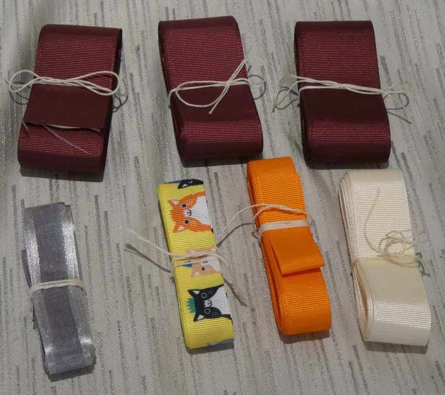 Bundle of grosgrain and organza ribbon